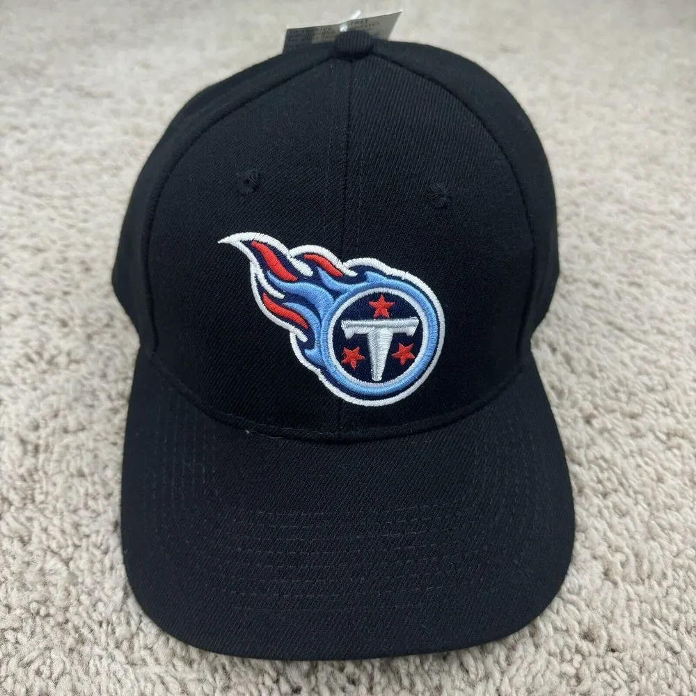 Tennessee Titans Hat NFL Game Day Adjustable Strap Black 3D Team Logo Vtg Cap‎